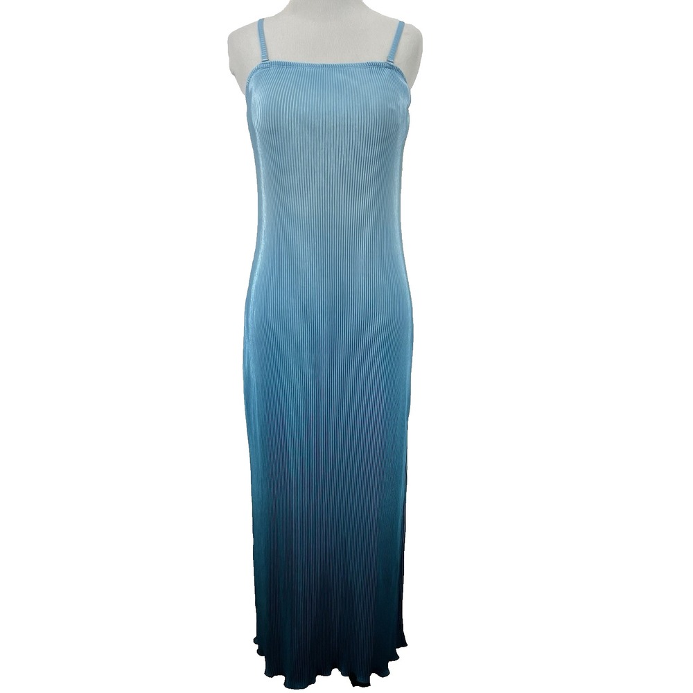No Boundaries Size S Ribbed Ombre Maxi Dress Aqua‎ Blue Iridescent Mermaidcore